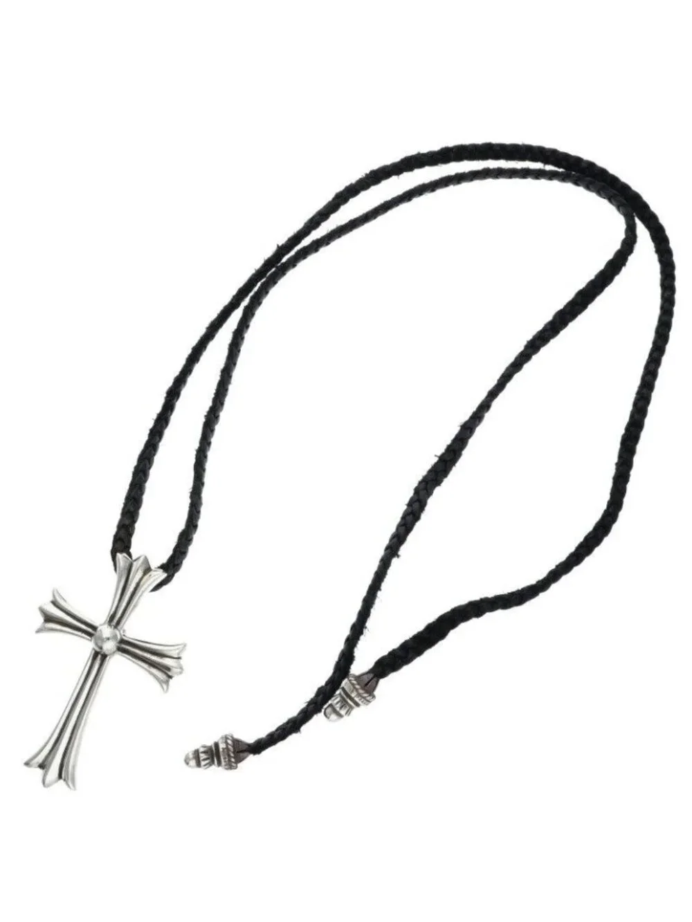 Chrome Hearts CH Crs LG BC Large CH Cross Boro Chip Silver Necklace